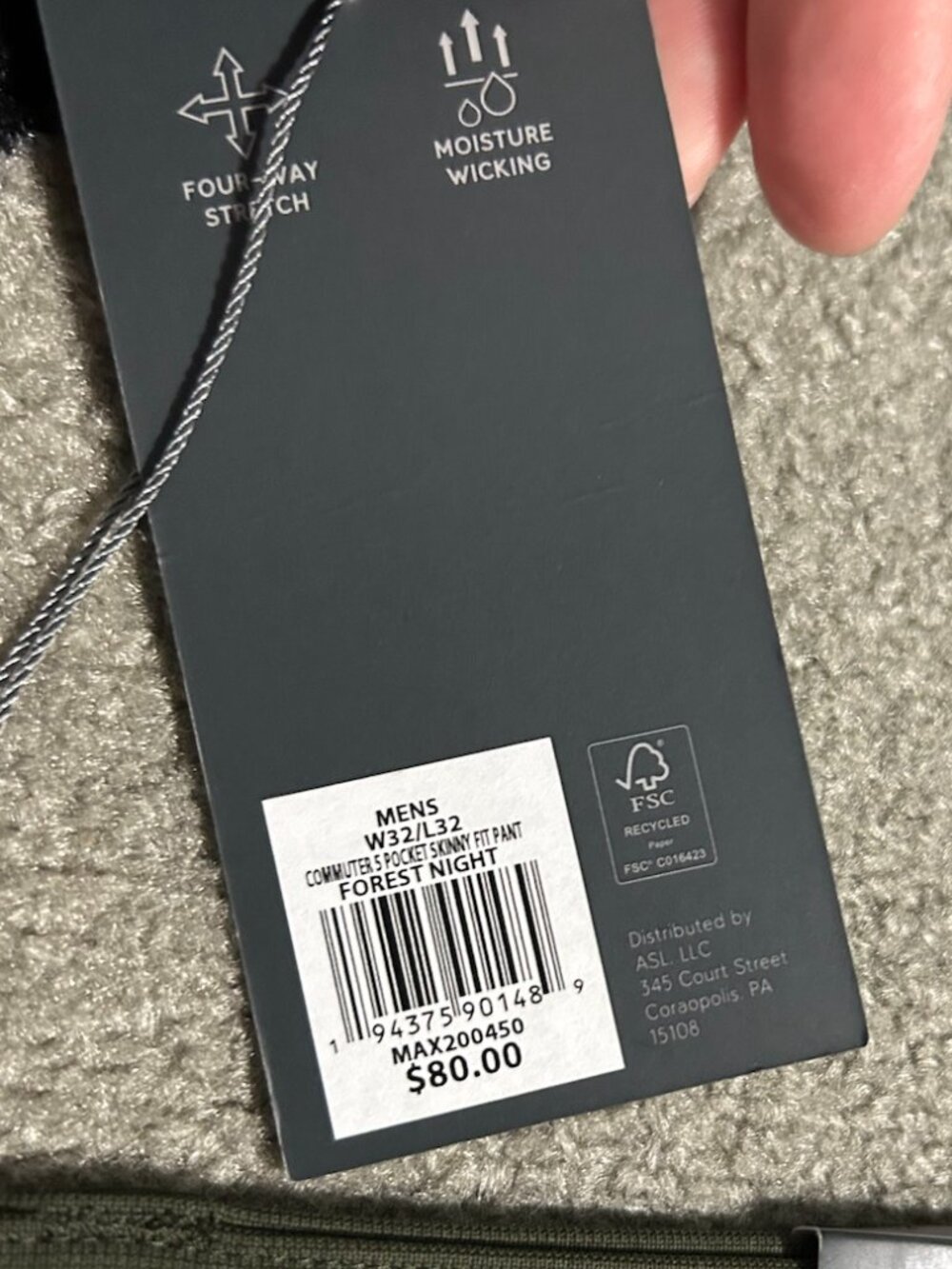 NWT VRST Men's Commuter 5-Pocket Skinny Fit Pants Green 32X32 (Actual 32 X 30.5) - Picture 8 of 10